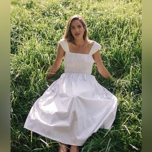 Staud ida smocked midi dress